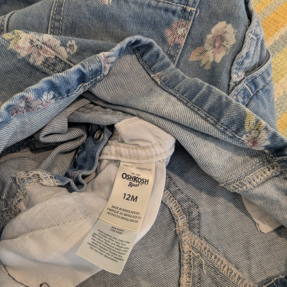 ⭐ Girl's Oshkosh Bgosh Denim / Jean Overall Dress Size 12 Months
